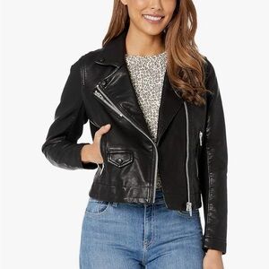 new • blanknyc semi-fitted leather moto jacket